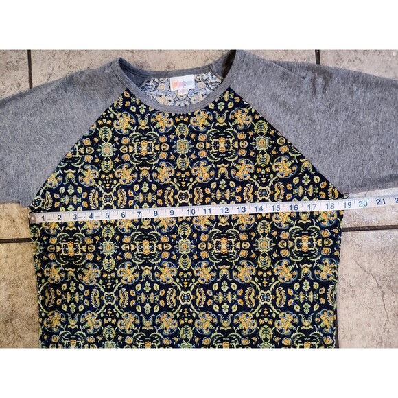LuLaRoe Randy Raglan Size Medium Orange Green w Grey Sleeves Fast Shipping - Picture 5 of 12